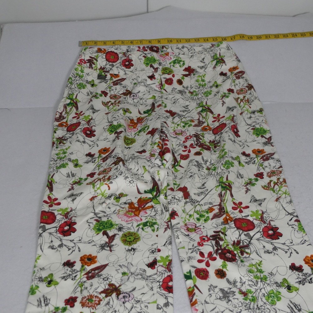 Lisette Montreal Womens Pants 12 White Floral Butterflies Botanical Garden Core
